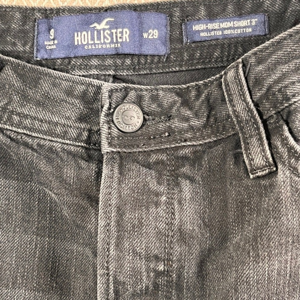 Hollister Womens Sz 9 Black Ultra High-Rise Mom Shorts 3" Inseam Jean Denim - Picture 2 of 11